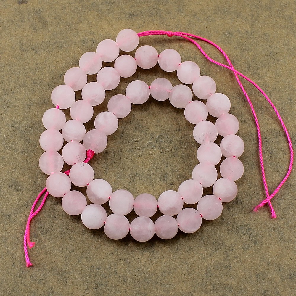 Abalorio De Cuarzo Rosa Natural, cuarzo rosado, Esférico, diverso tamaño para la opción & glaseado, agujero:aproximado 1-2mm, longitud:aproximado 15 Inch, Vendido por Sarta