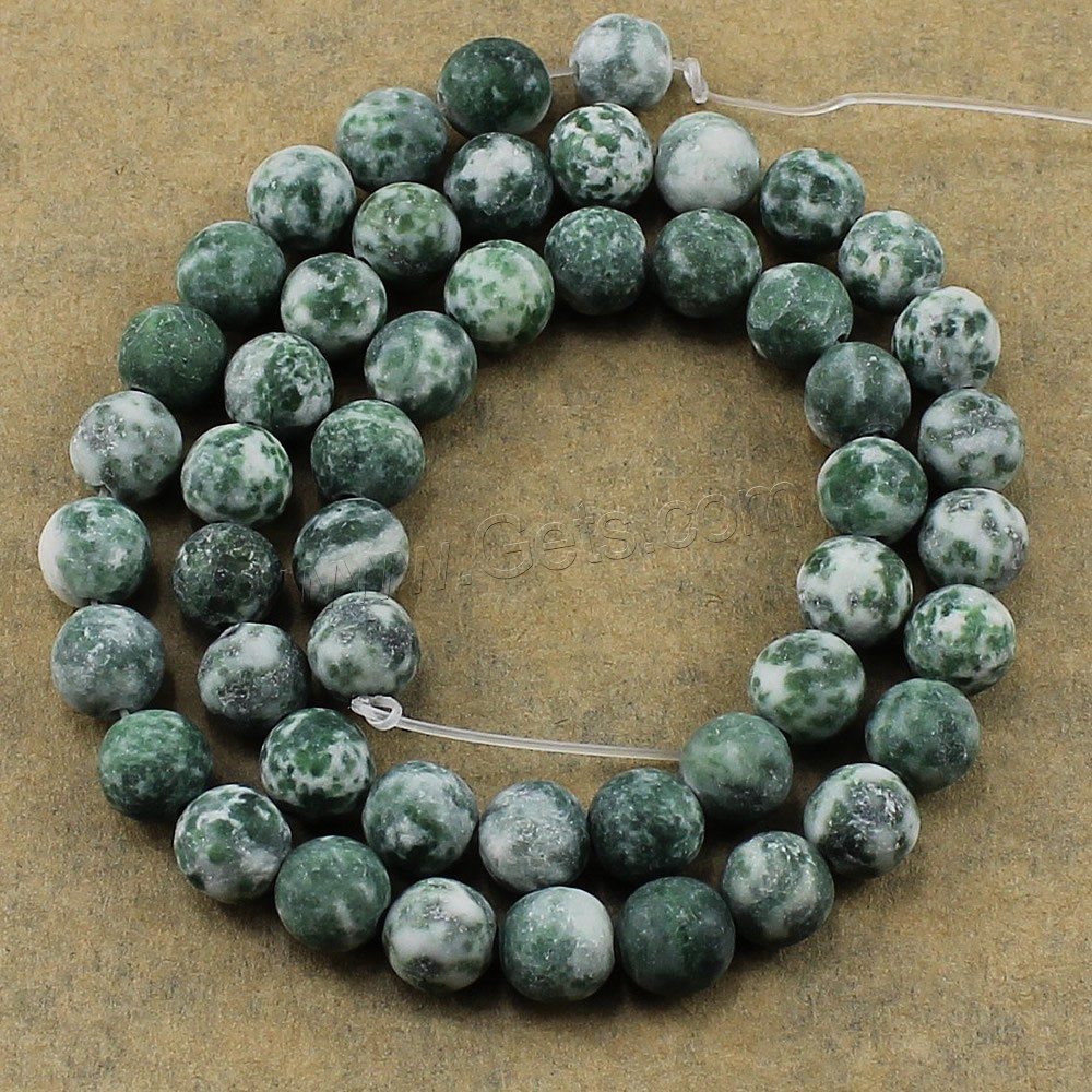 Abalorios de Piedra Verde, Piedra de Punto Verde, Esférico, natural, diverso tamaño para la opción & glaseado, agujero:aproximado 1-2mm, longitud:aproximado 15 Inch, Vendido por Sarta