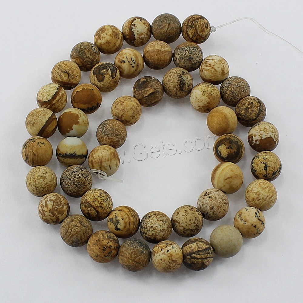 Picture Jasper Beads, Round, natural, different size for choice & frosted, Hole:Approx 1-2mm, Length:Approx 15.5 Inch, Sold By Strand