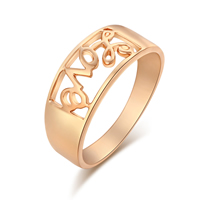 Anillo de dedo de latón, metal, palabra amor, chapado en oro real, diverso tamaño para la opción, libre de níquel, plomo & cadmio, 8mm, Vendido por UD