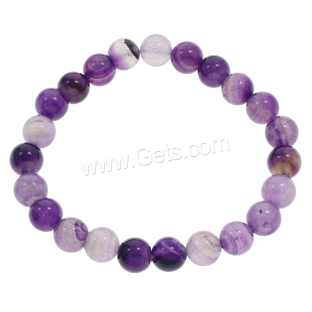 Agate Bracelets, Round, different size for choice, more colors for choice, Length:Approx 7 Inch, Sold By Strand