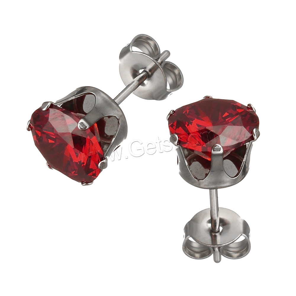 Boucle en acier inoxydable zircons cubiques, normes différentes pour le choix & avec zircone cubique & facettes, couleurs mélangées, 50pairescouple/boîte, Vendu par boîte