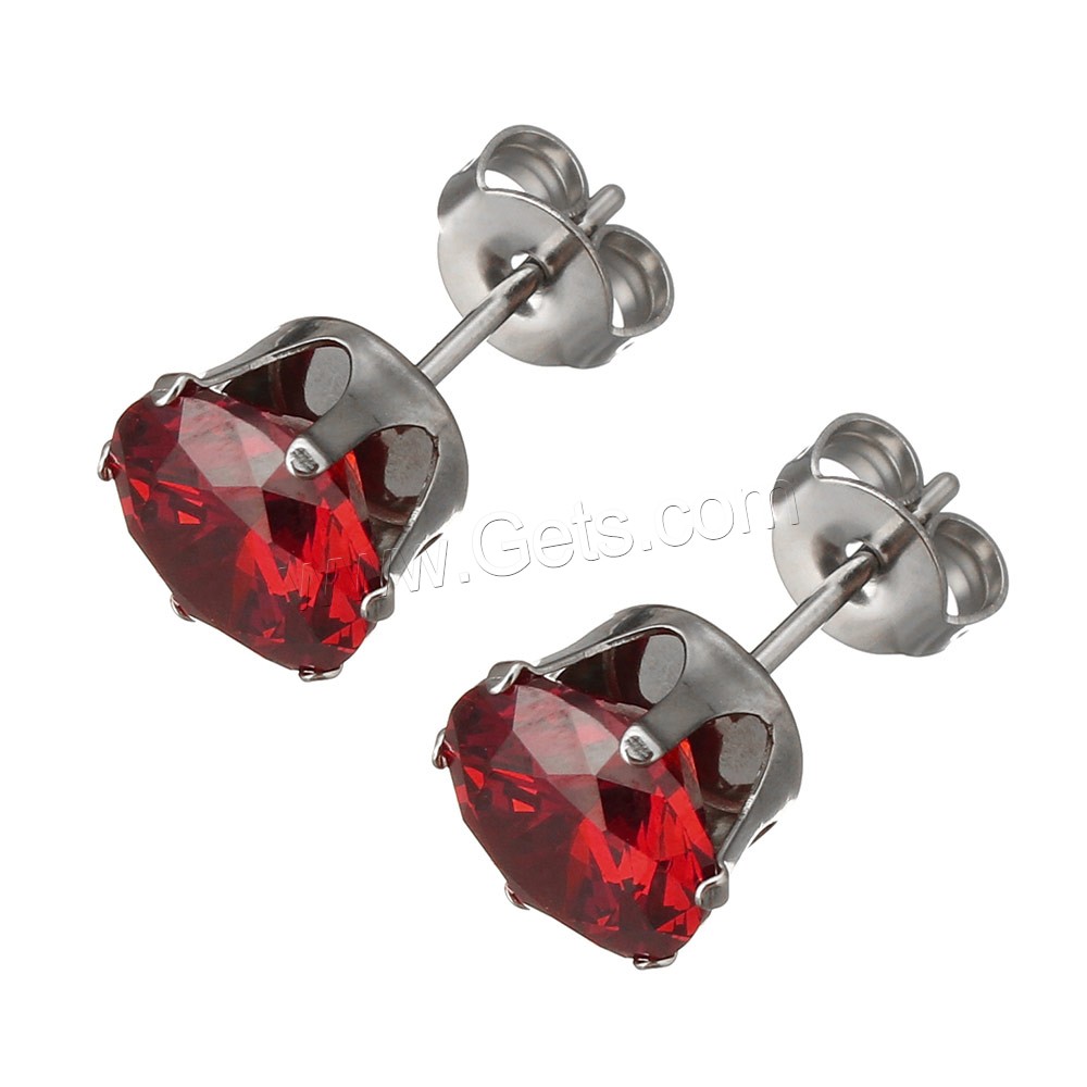 Boucle en acier inoxydable zircons cubiques, normes différentes pour le choix & avec zircone cubique & facettes, couleurs mélangées, 50pairescouple/boîte, Vendu par boîte