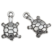 Colgantes Animales de Aleación de Zinc, Tortuga, chapado en color de plata antigua, libre de plomo & cadmio, 12x19x4mm, agujero:aproximado 1.5mm, aproximado 65PCs/Bolsa, Vendido por Bolsa