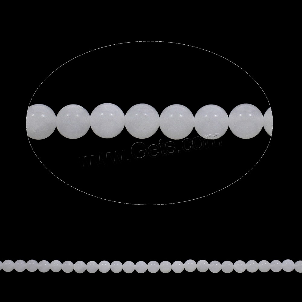 白い玉髄ビーズ, ホワイトカルセドニー, ラウンド形, 異なるサイズの選択, 穴:約 1mm, 長さ:約 15 インチ, 売り手 ストランド