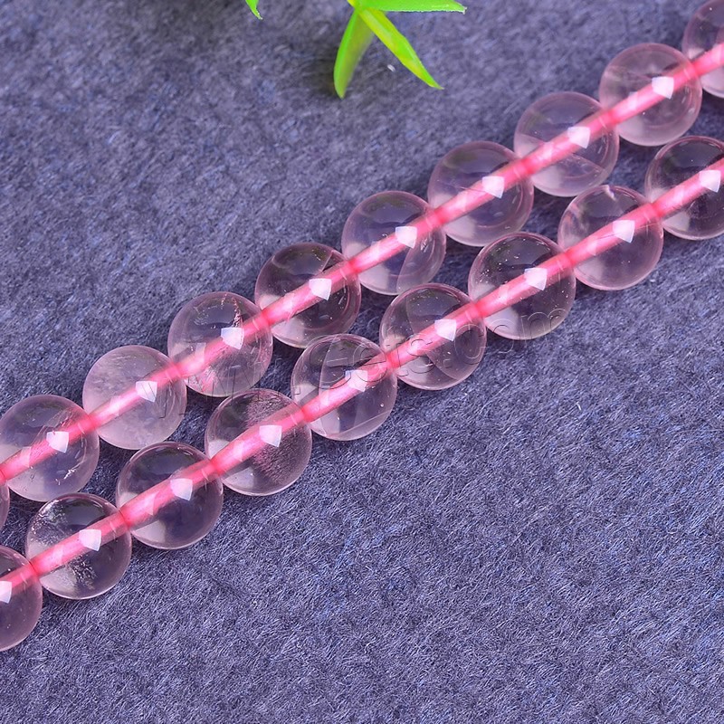 Abalorio De Cuarzo Rosa Natural, cuarzo rosado, Esférico, diverso tamaño para la opción, agujero:aproximado 1-2mm, longitud:aproximado 15 Inch, Vendido por Sarta