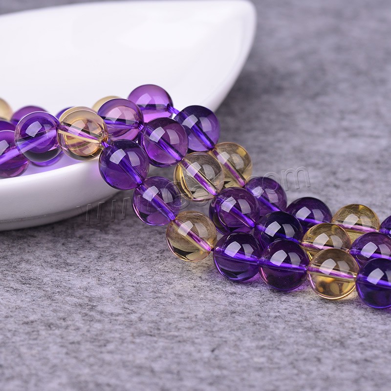 Natural Ametrine Beads, Round, synthetic, different size for choice, Hole:Approx 1-2mm, Length:Approx 15 Inch, Sold By Strand