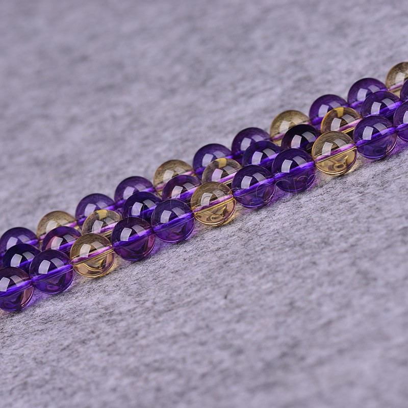 Natural Ametrine Beads, Round, synthetic, different size for choice, Hole:Approx 1-2mm, Length:Approx 15 Inch, Sold By Strand