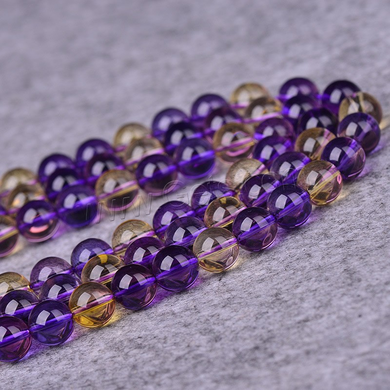 Natural Ametrine Beads, Round, synthetic, different size for choice, Hole:Approx 1-2mm, Length:Approx 15 Inch, Sold By Strand