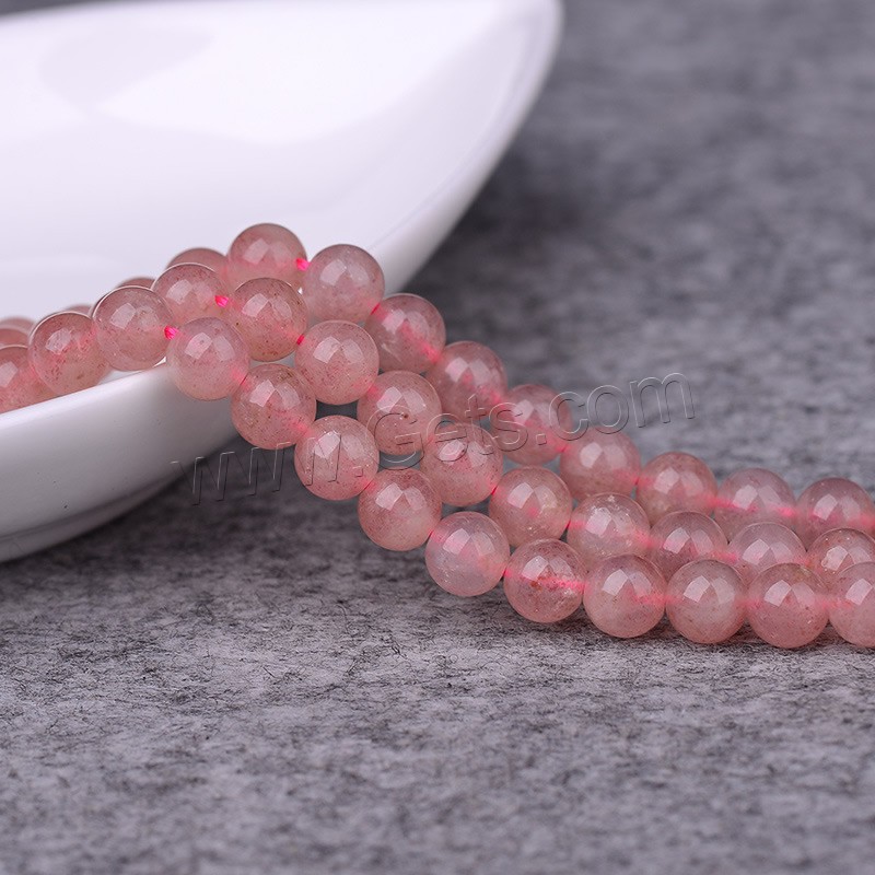 Strawberry Quartz Perle, rund, natürlich, verschiedene Größen vorhanden, Grade AAAAA, Bohrung:ca. 1mm, Länge:ca. 15 ZollInch, verkauft von Strang