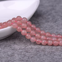 Strawberry Quartz Perle, rund, natürlich, verschiedene Größen vorhanden, Grade AAAAA, Bohrung:ca. 1mm, Länge:ca. 15 ZollInch, verkauft von Strang