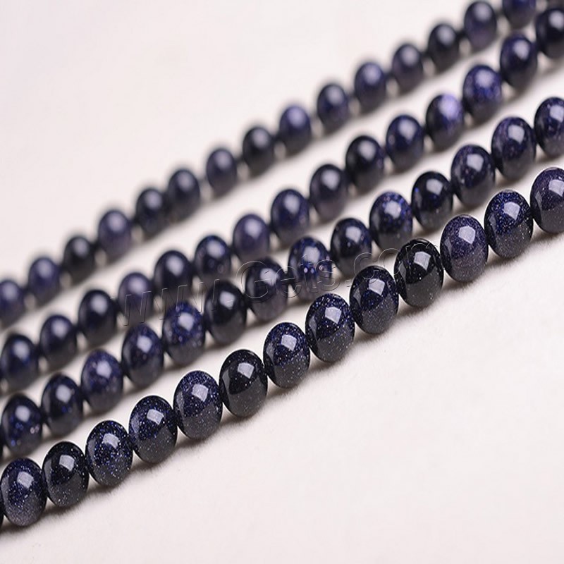 Blue Goldstone Beads, Round, natural, different size for choice, Hole:Approx 1-2mm, Length:Approx 15 Inch, Sold By Strand