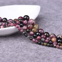 Perles de Tourmaline naturels, Rond, Birthstone octobre & normes différentes pour le choix Environ 0.5mm Environ 15 pouce, Vendu par brin