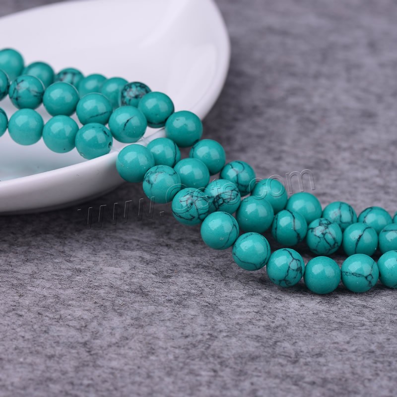 Perles en Turquoise synthétiques, Rond, normes différentes pour le choix, vert, Trou:Environ 1mm, Longueur:Environ 15 pouce, Vendu par brin