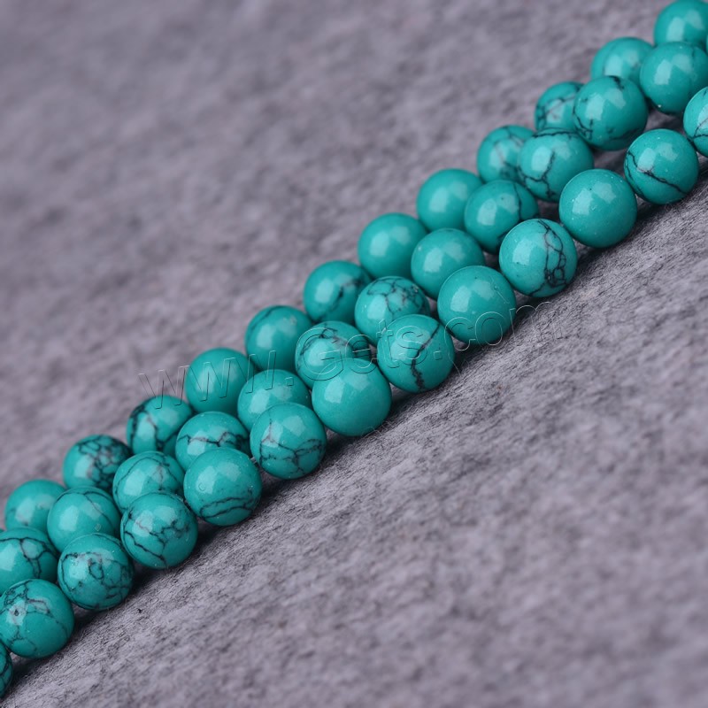 Perles en Turquoise synthétiques, Rond, normes différentes pour le choix, vert, Trou:Environ 1mm, Longueur:Environ 15 pouce, Vendu par brin