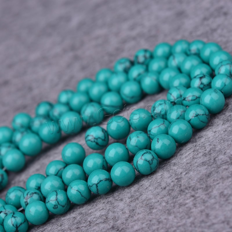 Perles en Turquoise synthétiques, Rond, normes différentes pour le choix, vert, Trou:Environ 1mm, Longueur:Environ 15 pouce, Vendu par brin