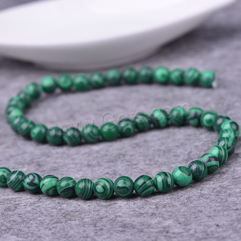 Perles synthétiques de Malachite, Rond, normes différentes pour le choix, Trou:Environ 1-2mm, Longueur:Environ 15 pouce, Vendu par brin