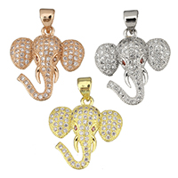 Cubic Zirconia Micro Pave Brass Pendant, Elephant, plated, micro pave cubic zirconia Approx 