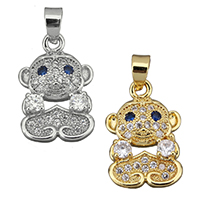 Cubic Zirconia Micro Pave Brass Pendant, Monkey, plated, micro pave cubic zirconia Approx 