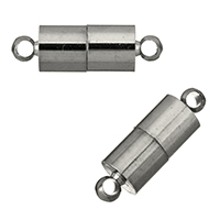 Messing Magnetverschluss, Zylinder, plattiert, Einzelstrang, keine, 19x6mm, Bohrung:ca. 2mm, verkauft von PC