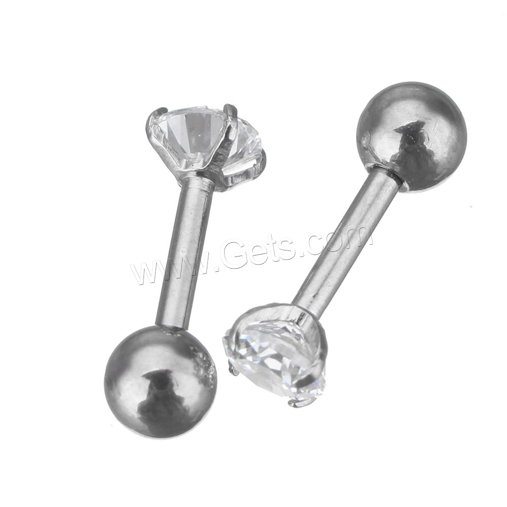 Stainless Steel Fake Plug, different size for choice & with cubic zirconia, original color, Sold By PC