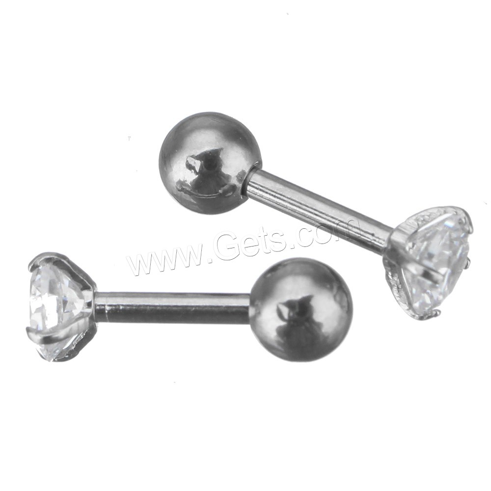 Stainless Steel Fake Plug, different size for choice & with cubic zirconia, original color, Sold By PC