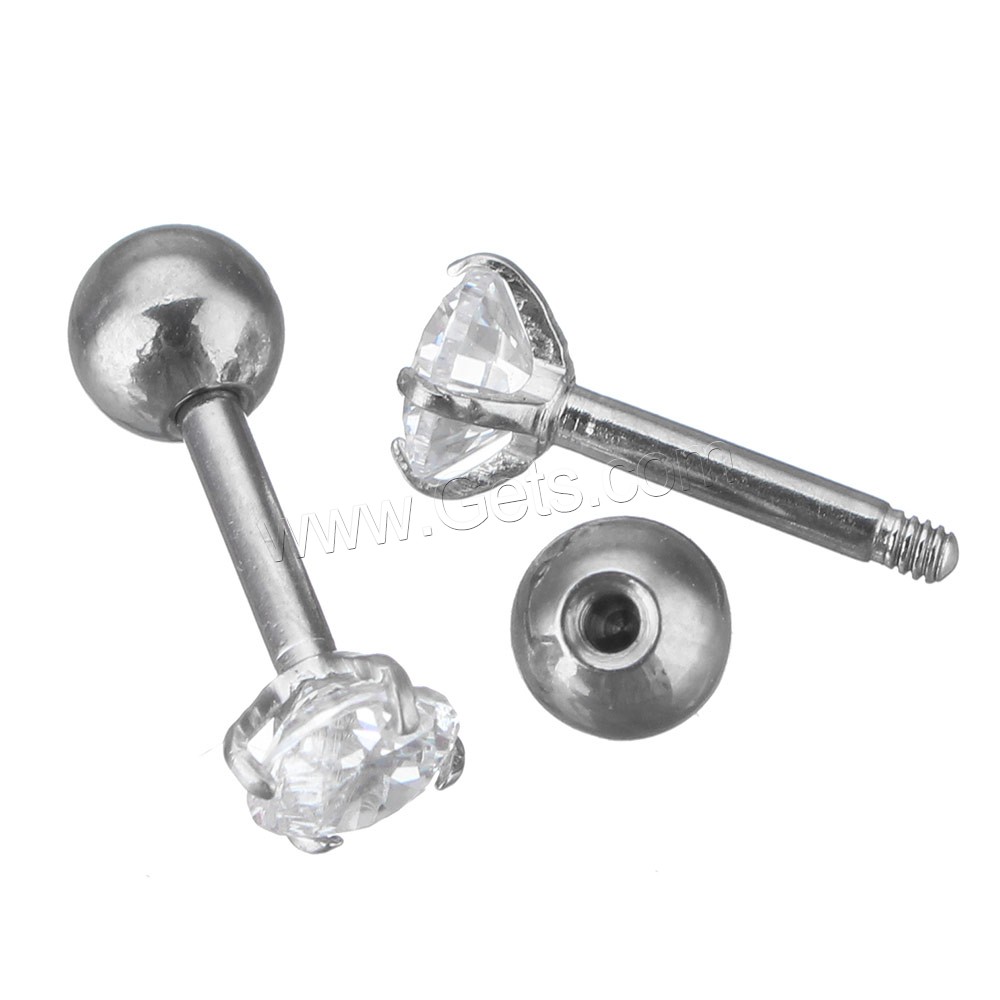 Bijoux en acier inoxydable, normes différentes pour le choix & avec zircone cubique, couleur originale, Vendu par PC