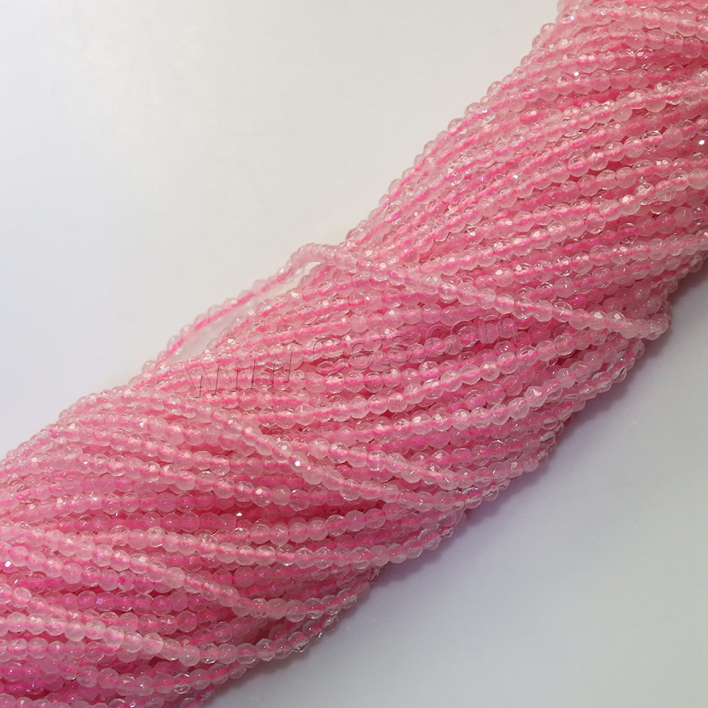 Abalorio De Cuarzo Rosa Natural, cuarzo rosado, Esférico, diverso tamaño para la opción & facetas, agujero:aproximado 0.5mm, longitud:aproximado 15.5 Inch, Vendido por Sarta