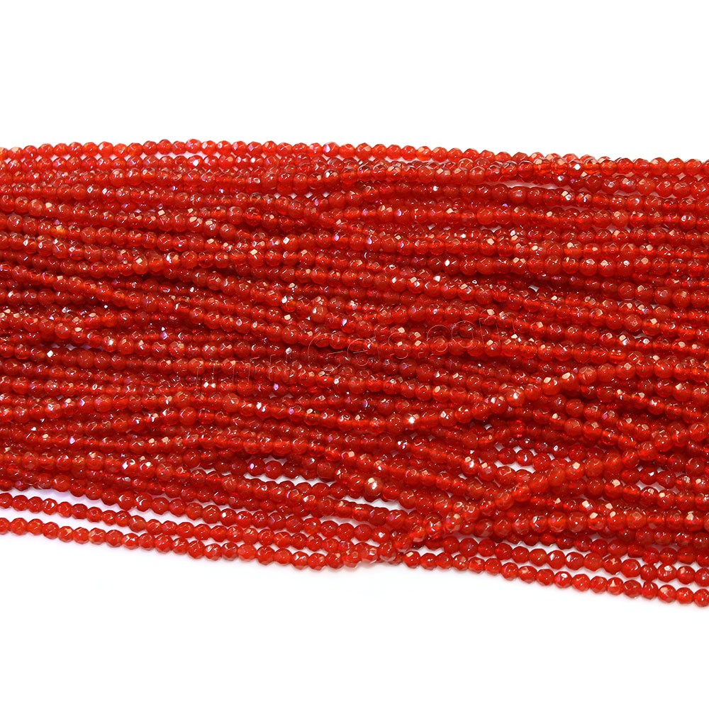 Natürlich rote Achat Perlen, Roter Achat, rund, verschiedene Größen vorhanden & facettierte, Bohrung:ca. 0.5mm, Länge:ca. 16 ZollInch, verkauft von Strang