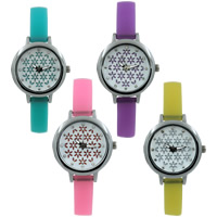 Reloj de Pulsera de mujeres, silicona, con Vidrio & aleación de zinc, chapado en color de platina, con diamantes de imitación, más colores para la opción, longitud:aproximado 9 Inch, Vendido por UD