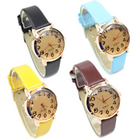 Reloj de Pulsera de mujeres, Cuero de PU, con Vidrio & aleación de zinc, chapado, más colores para la opción, 32mm, longitud:aproximado 9.3 Inch, Vendido por UD