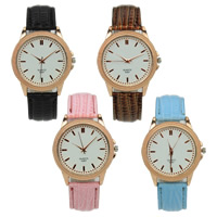 Reloj de Pulsera de mujeres, Cuero de PU, con Vidrio & aleación de zinc, chapado, más colores para la opción, longitud:aproximado 9 Inch, Vendido por UD