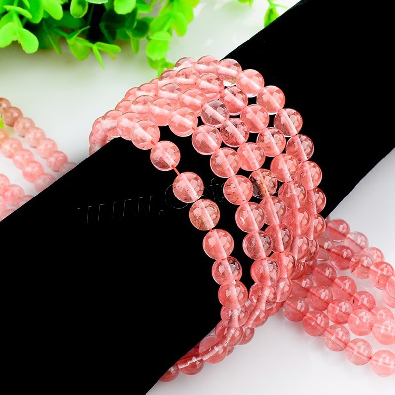 Glass Gemstone Beads, Round, different size for choice, cherry quartz, Hole:Approx 1mm, Length:Approx 15 Inch, Sold By Strand