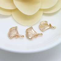 Brass Leaf Pendants, Ginkgo Leaf, 24K gold plated Approx 2mm 