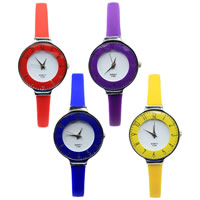 Reloj de Pulsera de mujeres, silicona, con Vidrio & aleación de zinc, chapado en color de platina, más colores para la opción, 29mm, longitud:aproximado 9 Inch, Vendido por UD