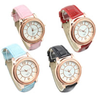 Reloj de Pulsera de mujeres, Cuero de PU, con Vidrio & aleación de zinc, chapado, más colores para la opción, 42mm, longitud:aproximado 9.4 Inch, Vendido por UD