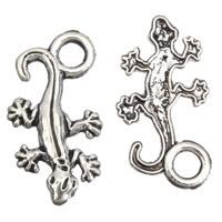 Colgantes Animales de Aleación de Zinc, Geco, chapado en color de plata antigua, libre de plomo & cadmio, 12x22x2mm, agujero:aproximado 2mm, 100T/Bolsa, Vendido por Bolsa