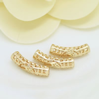 laiton perles tube incurvé, Plaqué d'or 24K, creux Environ 2.7mm, Vendu par PC