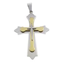 Stainless Steel Cross Pendants, plated, two tone Approx 