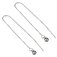 acier inoxydable boucles d'oreilles chaîne, Rond, Placage, plus de couleurs à choisir  1mm, 140mm, Vendu par paire