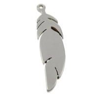 Pendentif plume en acier inoxydable, forme de plume, couleur originale Environ 1mm, Vendu par PC