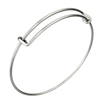 Adjustable Wire Bangle, Stainless Steel original color, 1.5mm 