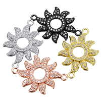 Cubic Zirconia Micro Pave Brass Connector, Flower, plated, micro pave cubic zirconia & 1/1 loop Approx 2mm 