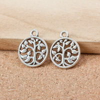 Zinc Alloy Flat Round Pendants, antique silver color plated Approx 2mm 