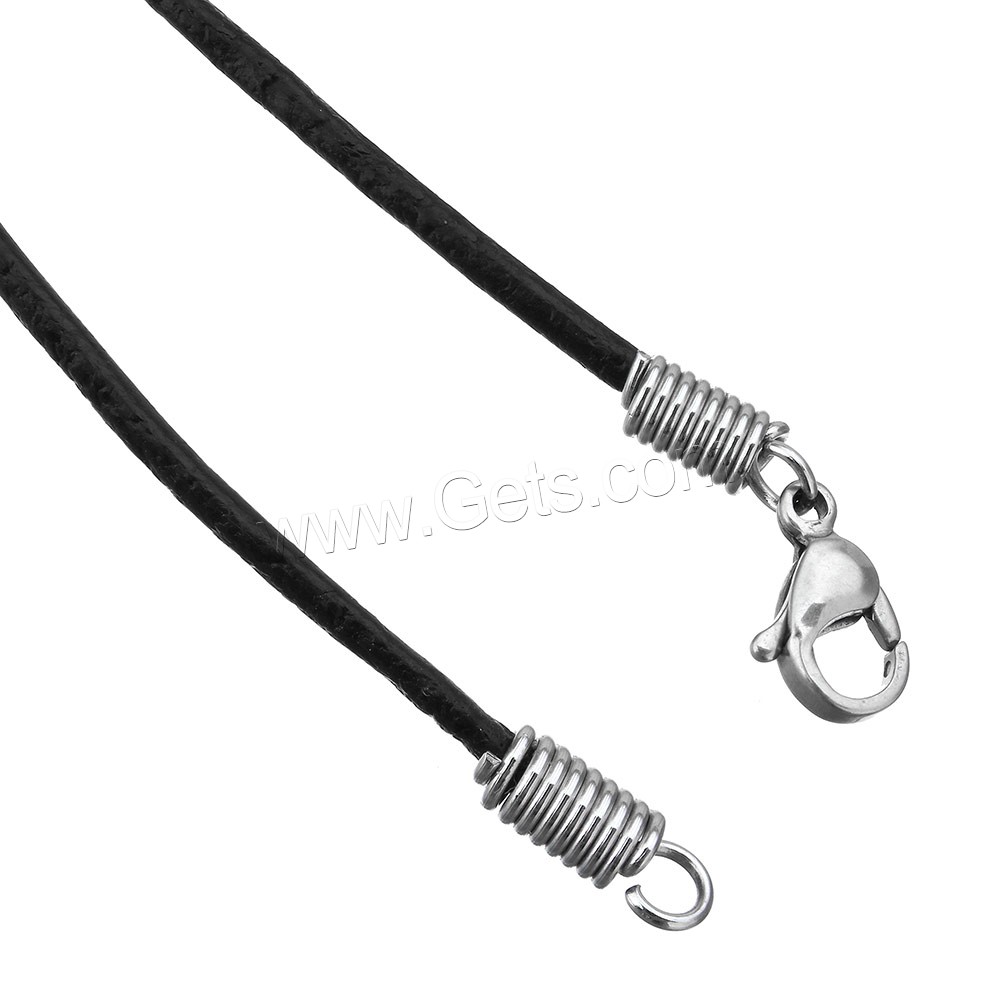 Collier en cuir de vache cordon, cuir de peau de vache, acier inoxydable fermoir homard, normes différentes pour le choix, plus de couleurs à choisir, Longueur:Environ 18 pouce, Vendu par brin