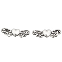 Abalorios de Aleación de Zinc Corazón, Corazón con alas, chapado en color de plata antigua, libre de plomo & cadmio, 24x7x4mm, agujero:aproximado 1mm, 100T/Bolsa, Vendido por Bolsa