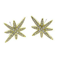 Cubic Zirconia Pendiente Brass Micro Pave, metal, Ocho Punto Estrella, chapado, micro arcilla de zirconia cúbica, más colores para la opción, 18x21x3mm, Vendido por Par