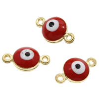 Evil Eye Schmuck Stecker, Zinklegierung, blöser Blick, goldfarben plattiert, doppelseitigen Schmelz & 1/1-Schleife, frei von Blei & Kadmium, 12x7x4mm, Bohrung:ca. 1mm, verkauft von PC