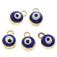 Zink-Legierung Evil Eye Anhänger, Zinklegierung, blöser Blick, goldfarben plattiert, Emaille, frei von Blei & Kadmium, 7x10x5mm, Bohrung:ca. 1mm, verkauft von PC