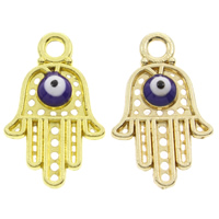 Zink-Legierung Evil Eye Anhänger, Zinklegierung, Evil Eye Hamsa, plattiert, Islam Schmuck & Emaille & hohl, keine, frei von Blei & Kadmium, 13x20x3mm, Bohrung:ca. 1mm, verkauft von PC